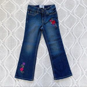Pony Tails Girl’s Embroidered Floral Jeans Size 5